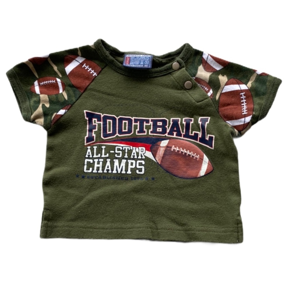 4/$12 💥♻ Only Boys Football All-Star Champs Green T-Shirt | Size 6-9m | 477